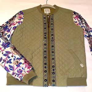 BillaBong Green Jacket w/ Floral Sleeves